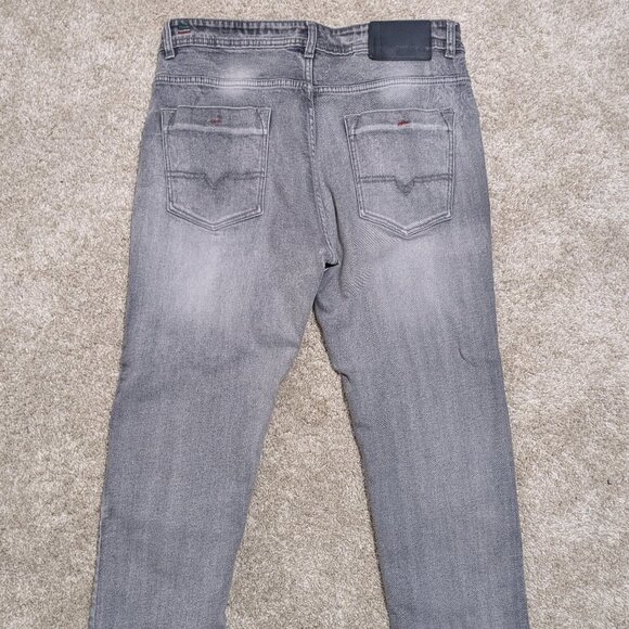 DIESEL Krooley Men Gray Jeans 36 x 30 Relaxed Straight Fit Distressed Light Wash - Picture 10 of 15